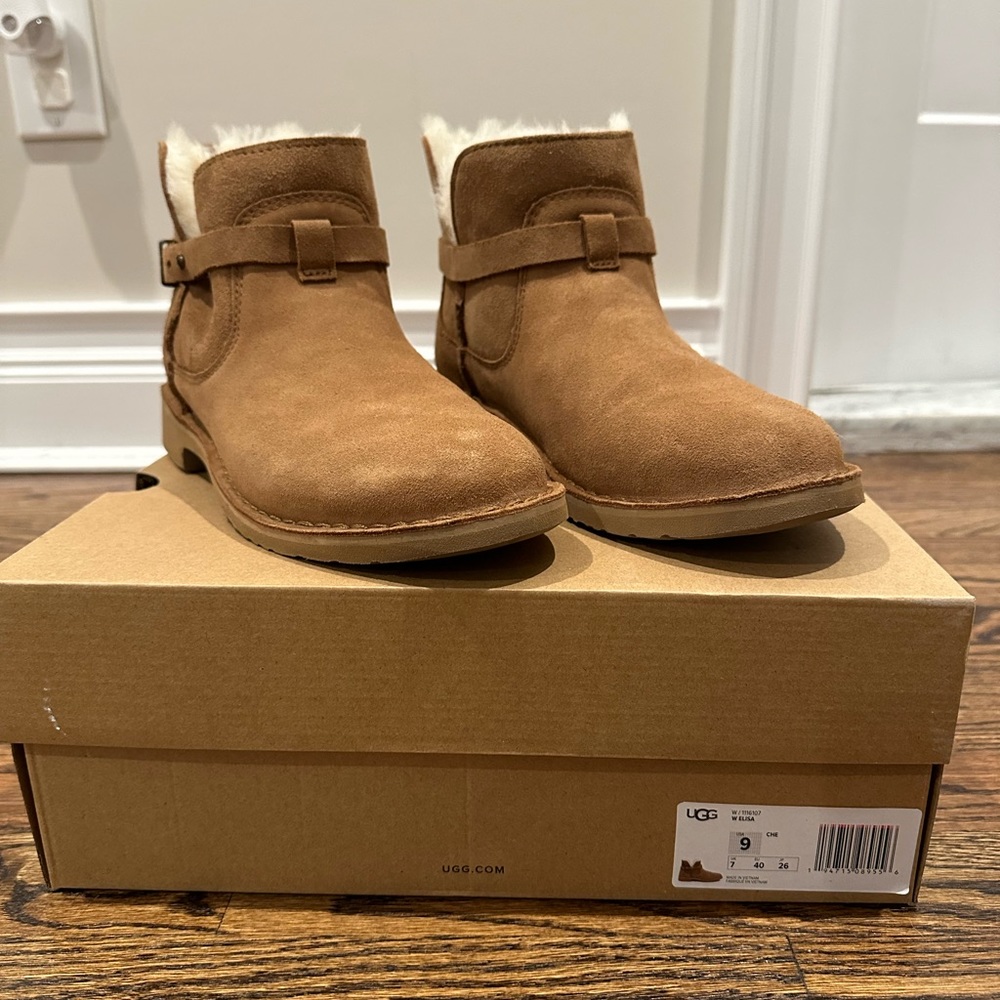 UGG Women's Elisa Suede Ankle Boots-Chestnut Size 9